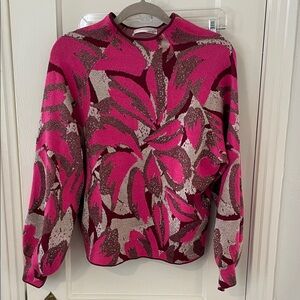 Anthropologie Pink and Brown Knit Mock Neck Sweater